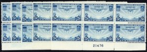 C20, Mint NH 25¢ WHOLESALE Lot of Five Plate Blocks CV $100 - Stuart Katz