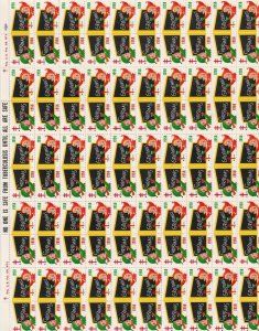 TB Christmas Greetings 1958 Xmas Elfs Charity Seals Stamps Sheet R18177