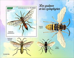 Chad - 2023 Wasps & Sawflies on Stamps - Stamp Souvenir Sheet - TCH230118b