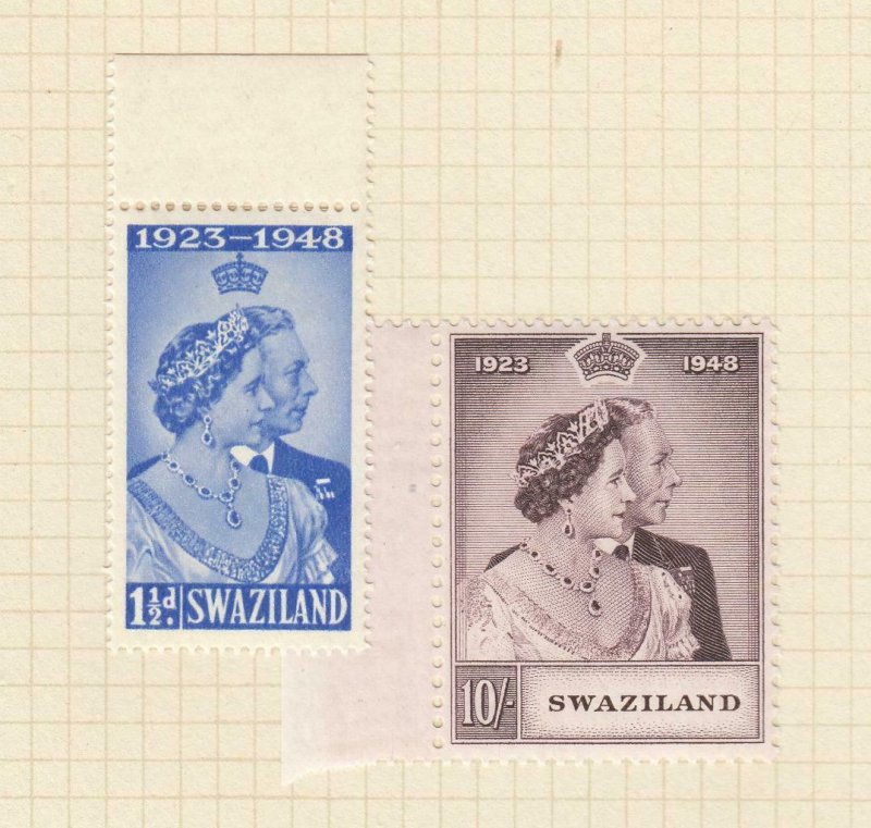 SWAZILAND # 48-49 VF-MH KGV1 1948 SILVER WEDDING ISSUE