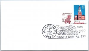 US SPECIAL EVENT COVER PICTORIAL CANCEL MILLHEIM PENNSYLVANIA 200 YEARS 1988