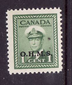Canada -Sc#o1-1c green KGVI OHMS-NH-id#360-1949-50-