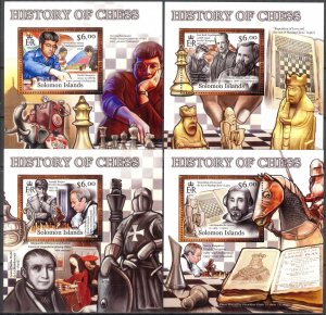 Solomon Islands 2012 History of Chess 4 S/S MNH