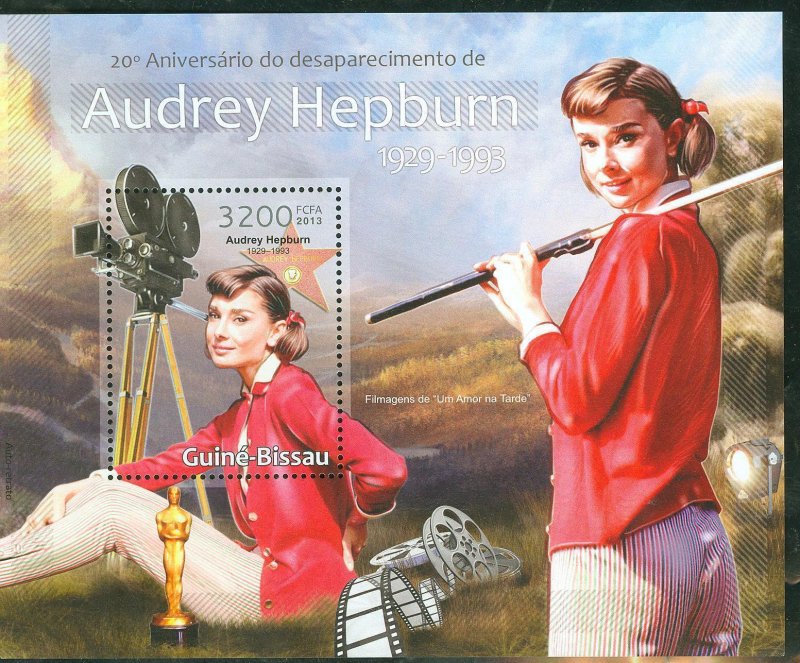 GUINEA BISSAU 2013 20th MEMORIAL ANNIVERSARY  AUDREY HEPBURN  SOUVENIR  SHEET