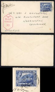 Aden KGVI 2 1/2a on RAF Censor cover to the UK