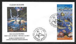 UN Vienna 128a Clean Oceans WFUNA Cachet FDC First Day Cover