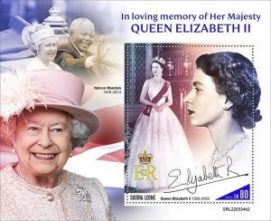 Sierra Leone 2022 - Queen Elizabeth ll Nelson Mandela - Souvenir Stamp Sheet MNH