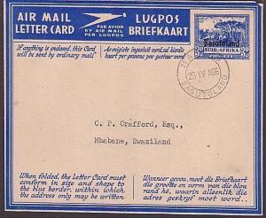 BASUTOLAND 1956 3d airletter opd on Sth Africa used ex MASERU ..............3573