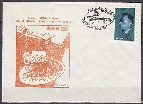 Romania, MAY/87 issue. Chess 30/MAY/87 Cancel on a Cachet Cover.