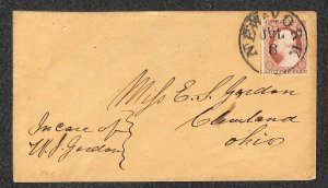 USA 11 STAMP NEW YORK TO OHIO MANHATTAN HOTEL ADVERTISING CAMEO COVER 1850s FF