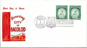 Philippines FDC 1959 - Bacolod City - 2x6c Stamp - Pair - F43377