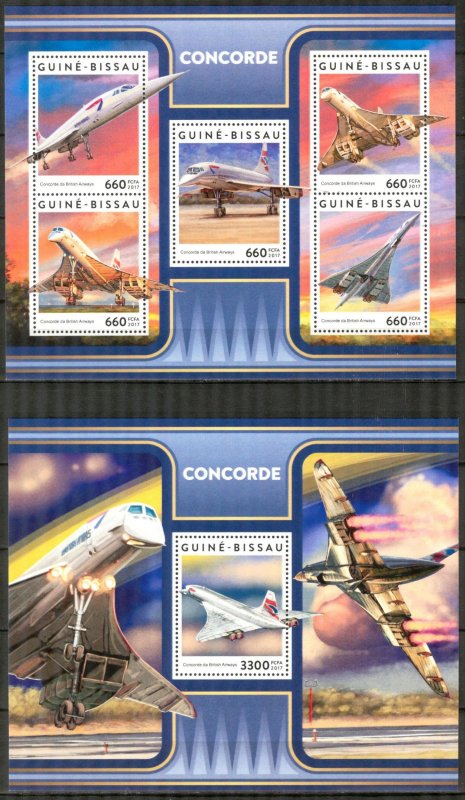 Guinea Bissau 2017 Aviation Airplanes Concorde sheet + S/S MNH