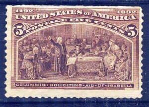 United States USA 1893 C. Columbus Discovery of America Sc. 234 Mint no gum