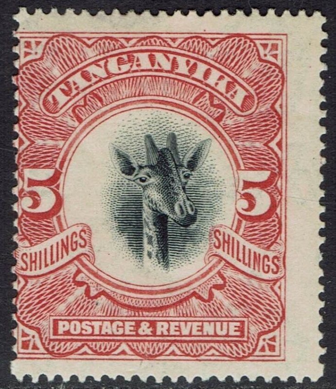 TANGANYIKA 1922 GIRAFFE 5/- WMK UPRIGHT