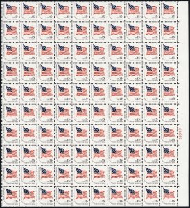 U.S. Flag Sheet of One Hundred 15 Cent Postage Stamps Scott 1597