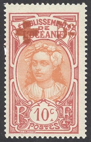 French Polynesia Sc# B3 MH 1915 10c + 5c Overprint