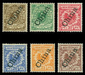 German Colonies - Offices in CHINA 1898 SURCHARGED (56º) set Scott # 1-6 mint MH