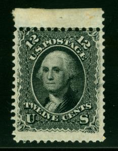 US 1861 Washington 12c black  Sc# 69  MINT MH - SHEET TOP - large stamp