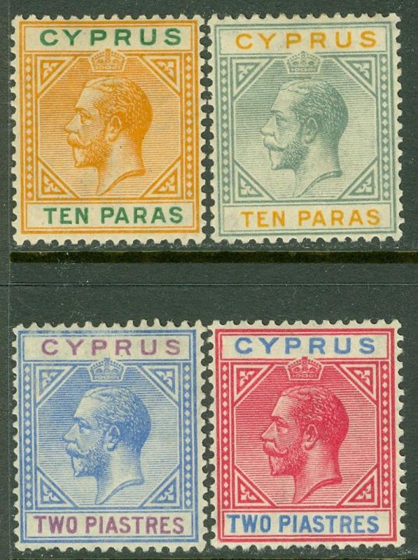 EDW1949SELL : CYPRUS 1921-23 Scott #72-73, 79-80 Very Fine, Mint OG. Catalog $83