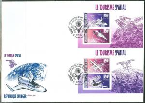 NIGER 2013 SPACE TOURISM SET OF SHEETS  EACH CONTAINING  TWO STAMPS  FDC