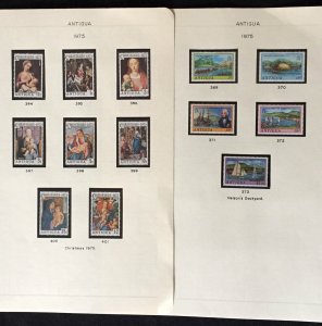 COLLECTION OF ANTIGUA STAMPS FROM 1971-75 IN ALBUM PAGES - ALL MINT NH STAMPS