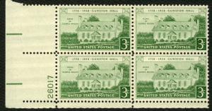 #1108 3c Gunston Hall, Plate Block [26017 LL], Mint **ANY 5=FREE SHIPPING**