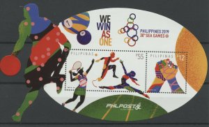 Philippines Sports Stamps 2019 MNH 30th Sea Games Tennis Basketball 2v M/S