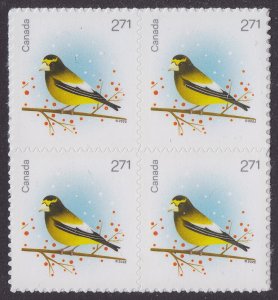 Canada 3367 Christmas Holiday Birds Grosbeak $2.71 block 4 MNH 2022