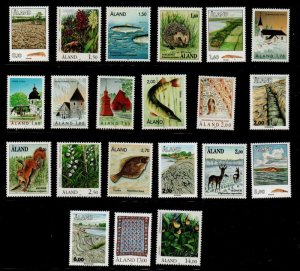 Aland Finland Sc 34-54 1989-1994 long stamp set mint NH fish animals