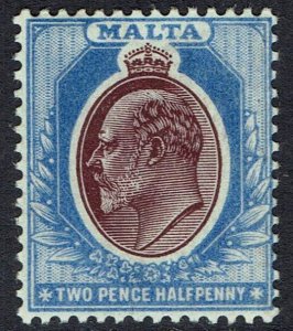 MALTA 1903 KEVII 21/2D WMK CROWN CA