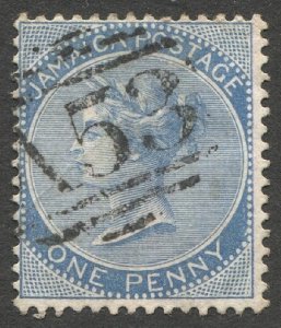 JAMAICA 1870 Scott 7 1d blue CC Wmk, F-VF,  A53 Cancel (Spur Tree)