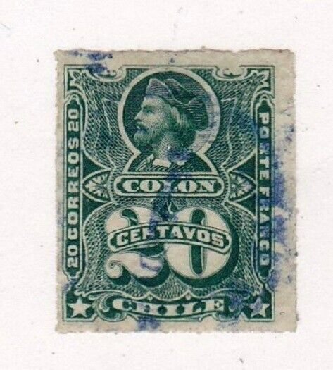 Chile stamp #24, used, blue cancel, CV $4.50