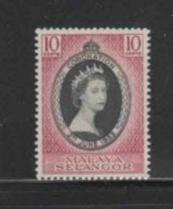 MALAYA-SELANGOR #101 1953 CORONATION ISSUE MINT VF LH O.G