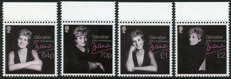 GIBRALTAR 2017 PRINCESS DIANA SET OF FOUR  MINT NH 