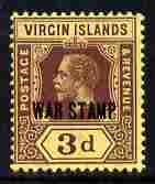 British Virgin Islands 1916-19 KG5 3d purple on yellow op...