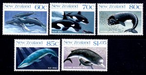 New Zealand 1988 Whales 60c-$1.05 Mint MNH SC 936-940