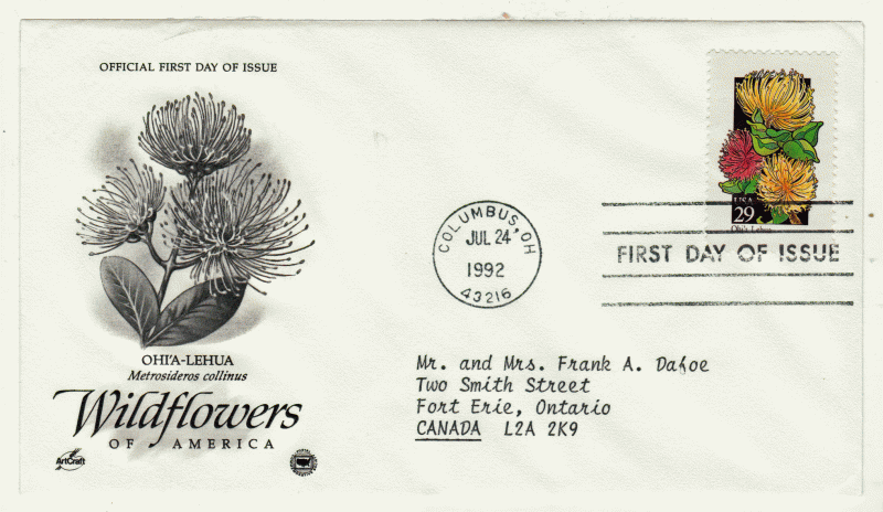 USA First Day Cover # 2669 - Wildflowers - Ohia-Lehua - Art Craft - CPS