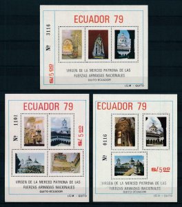 [105966] Ecuador 1980 Art paintings Patron armed forces 3 Souv. Sheets MNH