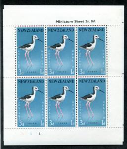 NEW ZEALAND B57-B58a MINT NEVER HINGED (MNH) birds, souvenir sheets
