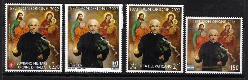 2022 Italy-Vatican-Smom-Argentina, Don Orione - Joint Issue - MNH**