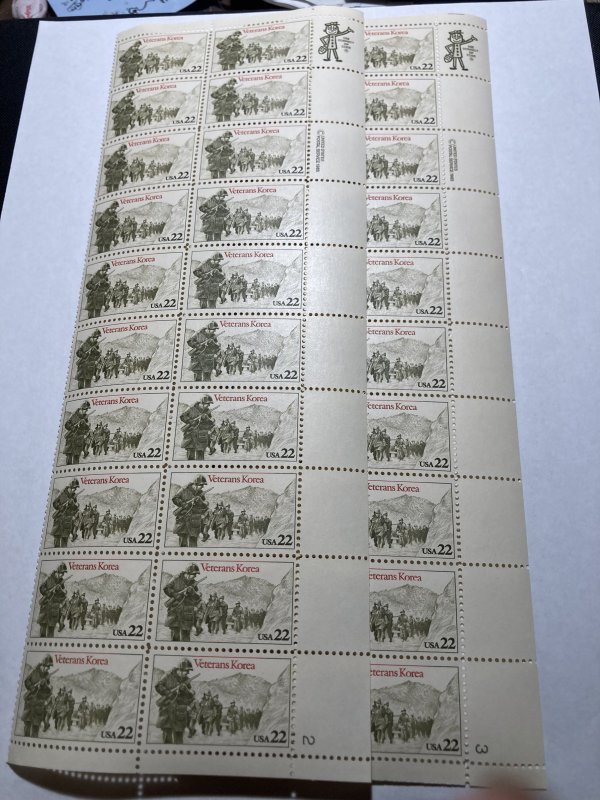 Scott 2154 Korea 20 stamps from RL sheet plate # (2) M NH OG ach