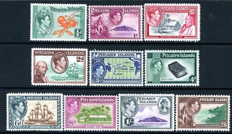 PITCAIRN ISLANDS-1940-51 Set to 2/6 Sg 1-8  MOUNTED MINT V13549