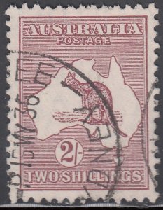 1929 AUSTRALIA KANGAROO 2sh MAROON / SMALL MULTIPLE WMK (SG#110) USED VF