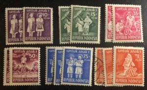 Indonesia Scott#B77-B82 Used/Unused Group of 14 F/VF to XF Cat. $4.15