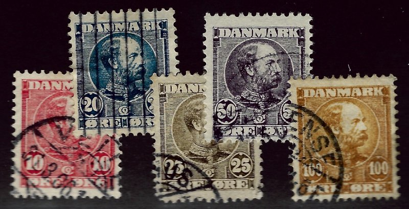 Denmark SC#65-69 Used F-VF SCV$191.00...Beautiful Denmark!