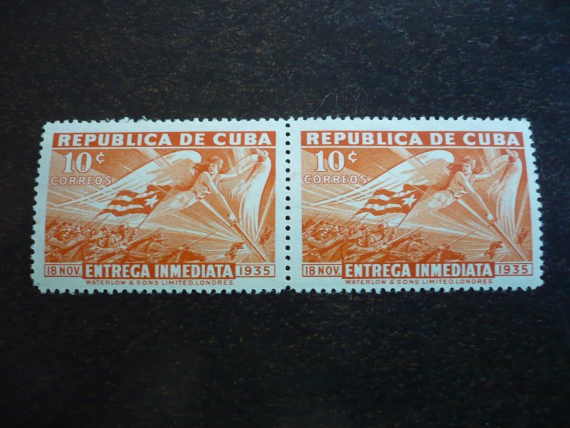 Stamps - Cuba - Scott# 332-336, E9 Mint Hinged Partial Set of 6 Stamps in Pairs