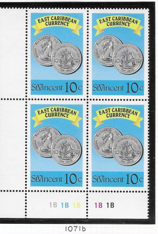 St.Vincent  #1071b  East Caribbean Currency Block of 4 (MNH) CV $1.00