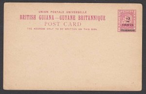 BR GUIANA 2c on 3c ship postcard unused.....................................T112