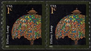 SC#3758 1¢ Tiffany Lamp Coil Pair (2003) Used