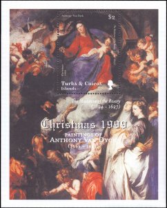 Turks and Caicos Islands #1284-1287, Complete Set(4), 1999, Art, Christmas, N...